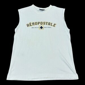 Vintage Aeropostale Beach Patrol USA Made Sleeveless Shirt Men's Medium FLAWS